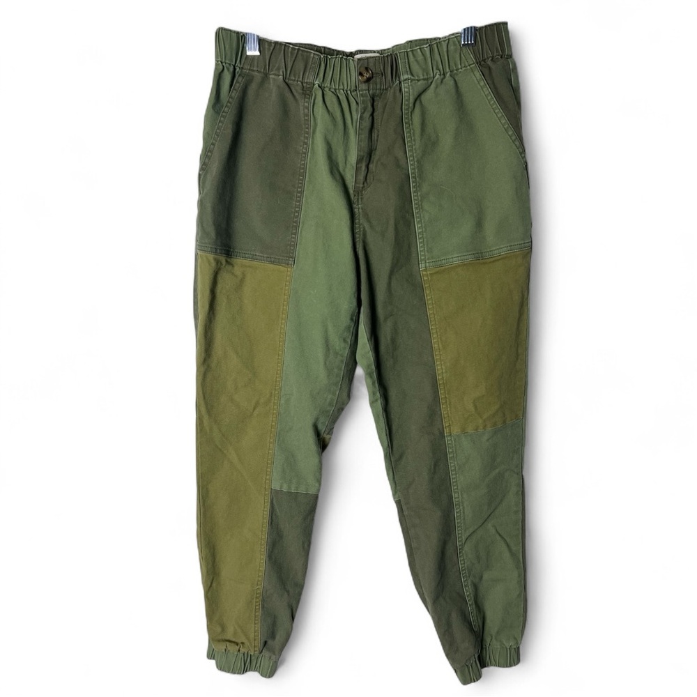 Style & Co Women’s Patchwork Utility Jogger Pants Olive Green‎ Colorblock Sz. M